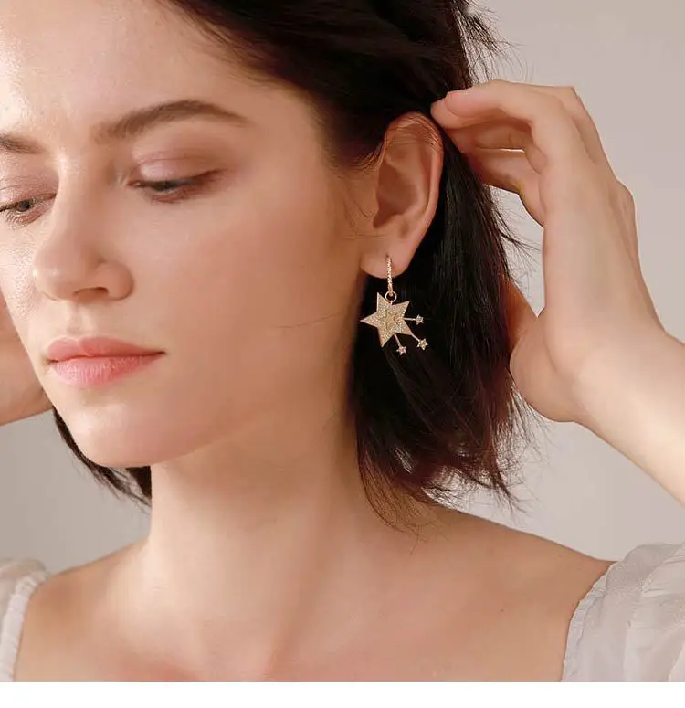 Модные 925 стерлингового серебра Асимметричная Метеор Серьги с креплением