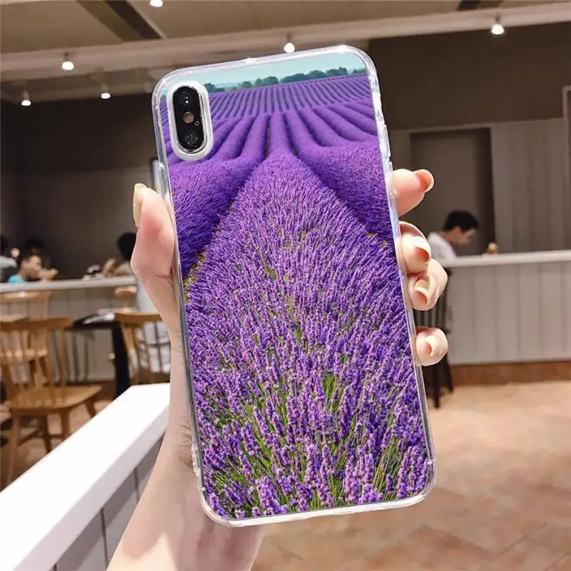 

Romantic simple lavender Purple flowers Phone Case Transparent soft For iphone 5 se 6 6s 7 8 11 12 plus mini x xs xr pro max