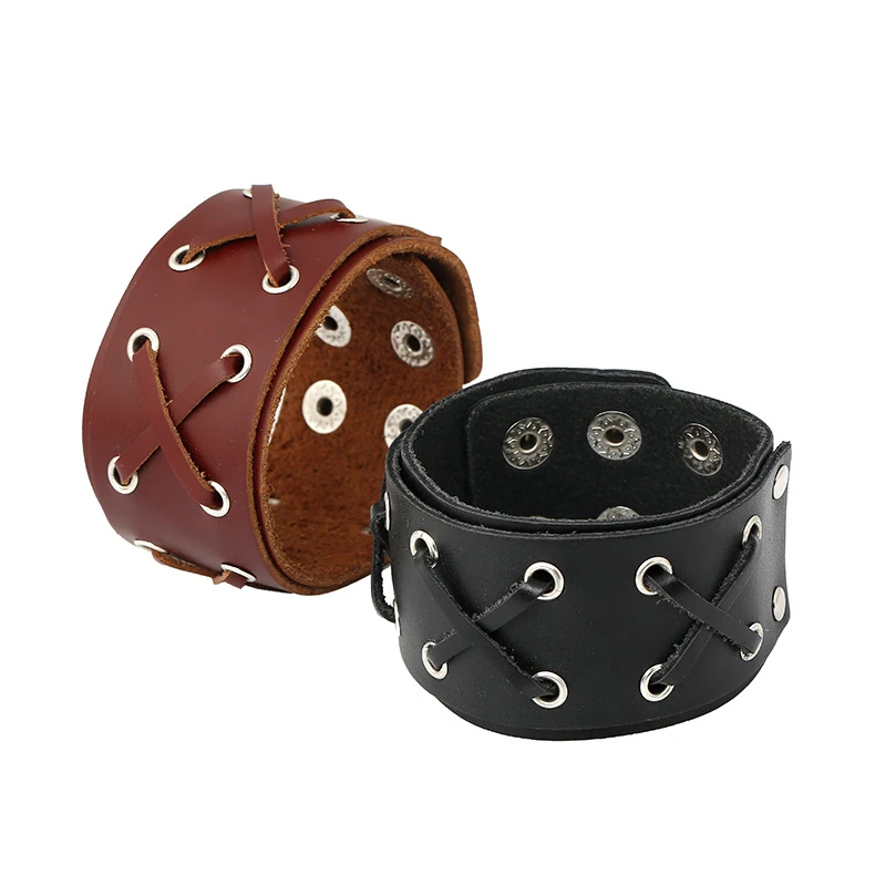 

Jessingshow 2021 Fashion Charm Handmade Weave Genuine Leather Bracelet Vintage Wide Bracelets Bangles Cuff Bracelet Men Jewelry