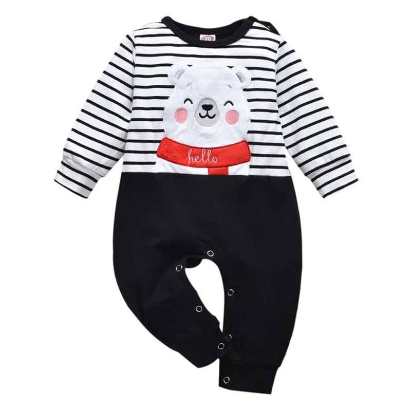 Осенняя одежда для малышей комбинезоны в полоску с длинными рукавами мальчиков и