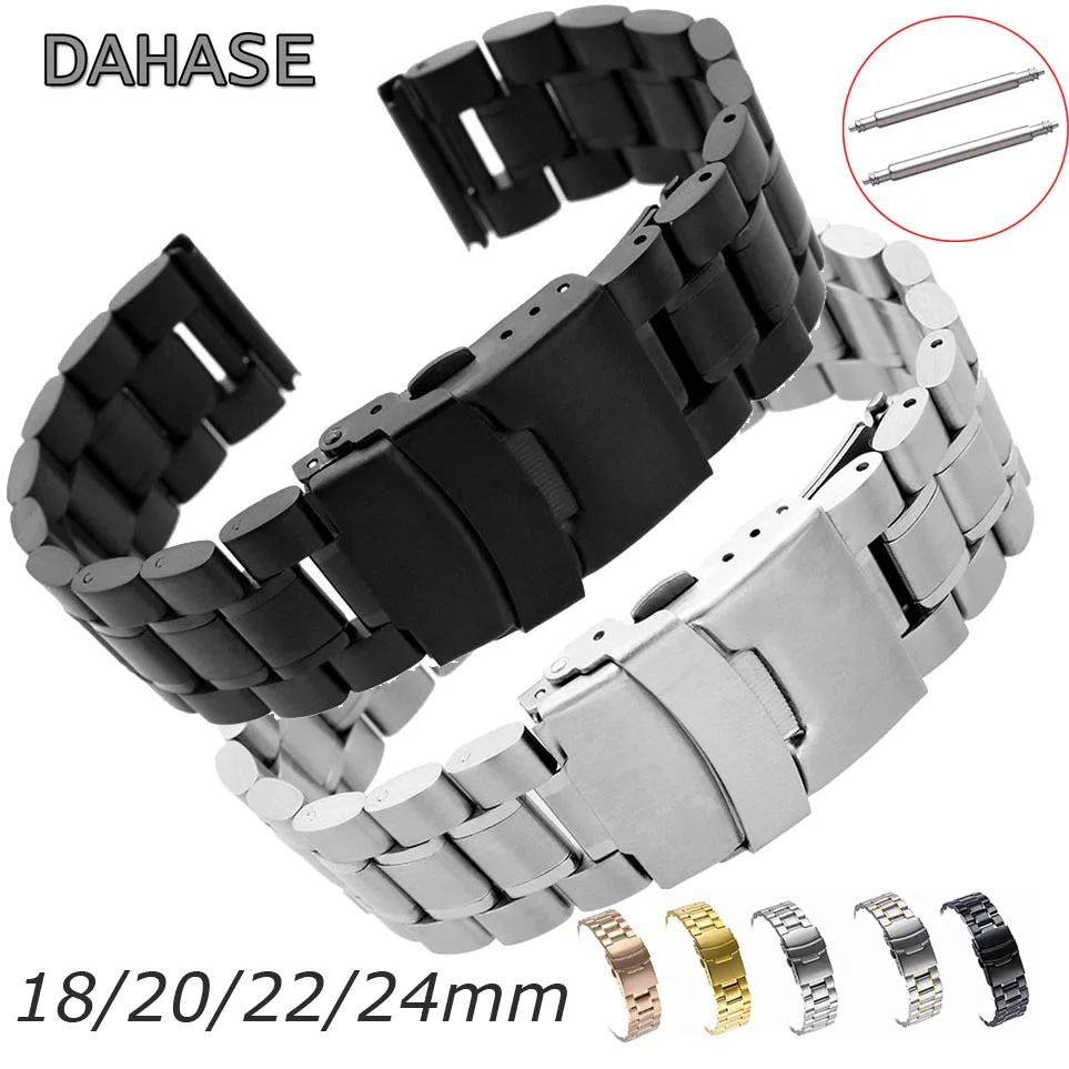Ремешок для часов из нержавеющей стали сменный браслет с двойной застежкой 5