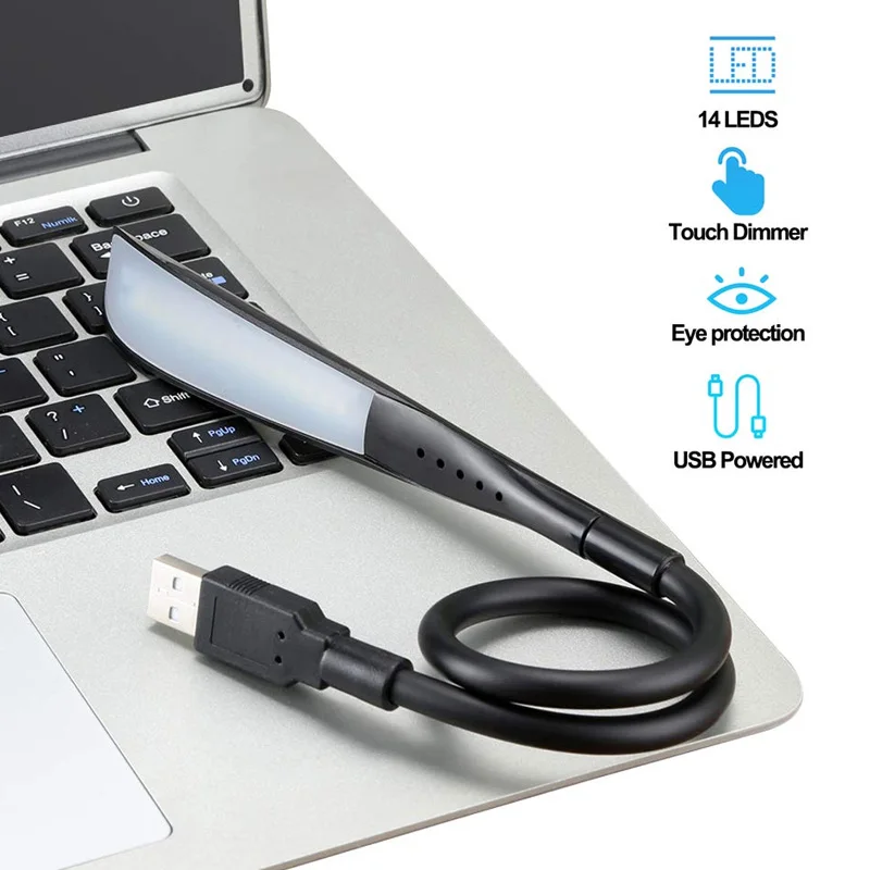USB лампа для чтения Портативный ноутбук светильник с 14 светодиодный затемнения