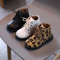 honeycherry 2022 new girls martin boots princess short boots leopard baby leather boots little girl shoes