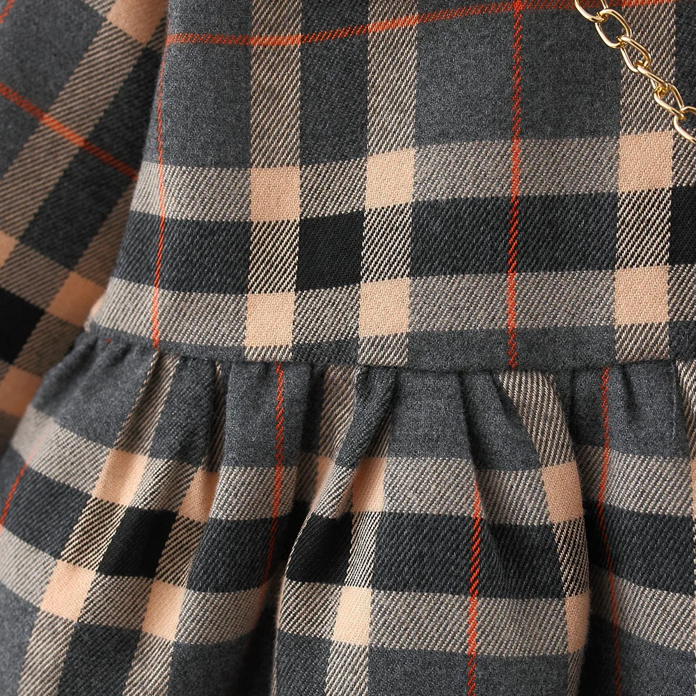 Платье для новорожденных девочек модное осеннее клетчатое платье принцессы с