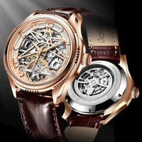 lige mens watches genuine leather automatic watches mechanical wristwatch waterproof tourbillon watch for men relogio masculino