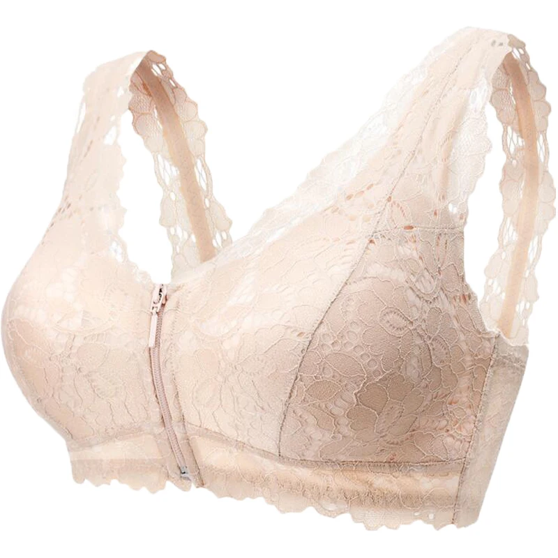 

Женский бюстгальтер с застежкой спереди, мягкая чашка, кружевное нижнее белье, полноразмерный дышащий бюстгальтер без косточек, Нижнее Белье A, B, C, D, 32, 34, 36, 38, 40, 42