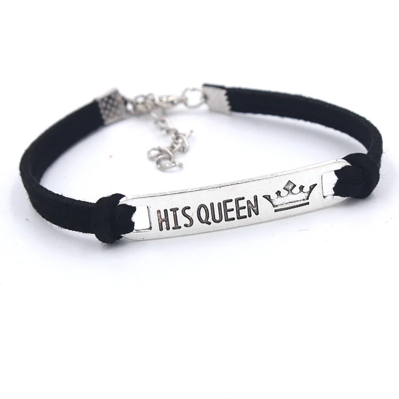 

2Pcs Set His Queen Her King Letter Couple Bracelet For Women Men Valentine's Day Bracelets Jewelry Gifts Bijoux Femme
