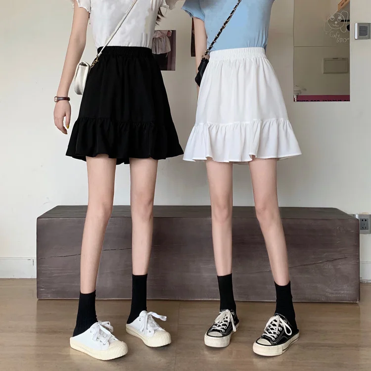 

Exposure-Proof Skirt Ruffled Skirt Spring and Autumn Women's New Korean Style Versatile Small High Waist Tight A- line Skirt