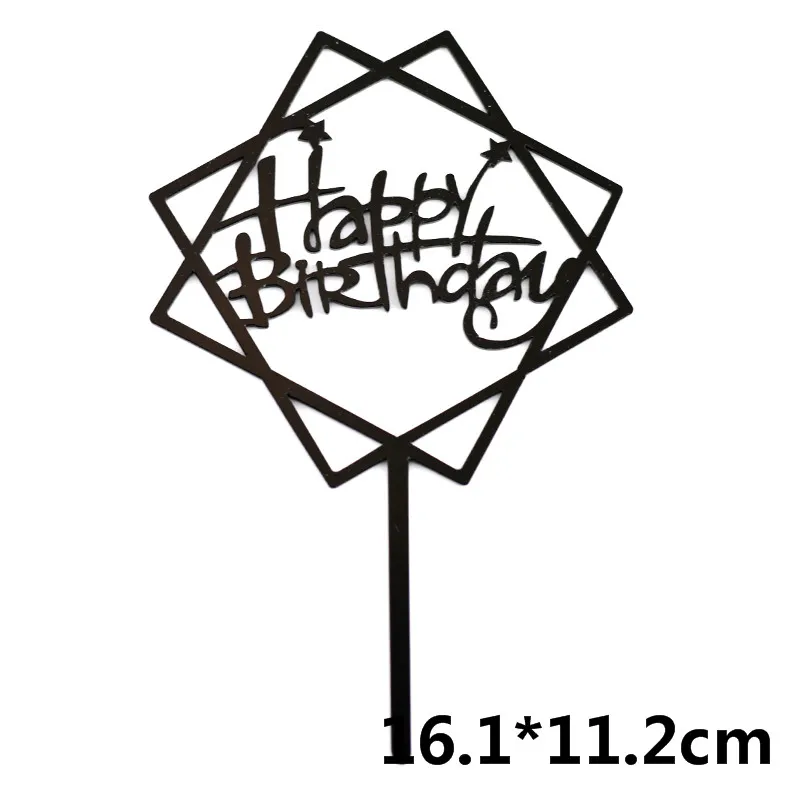 Блестящий Топпер для торта С Днем Рождения акриловое украшение золотого и