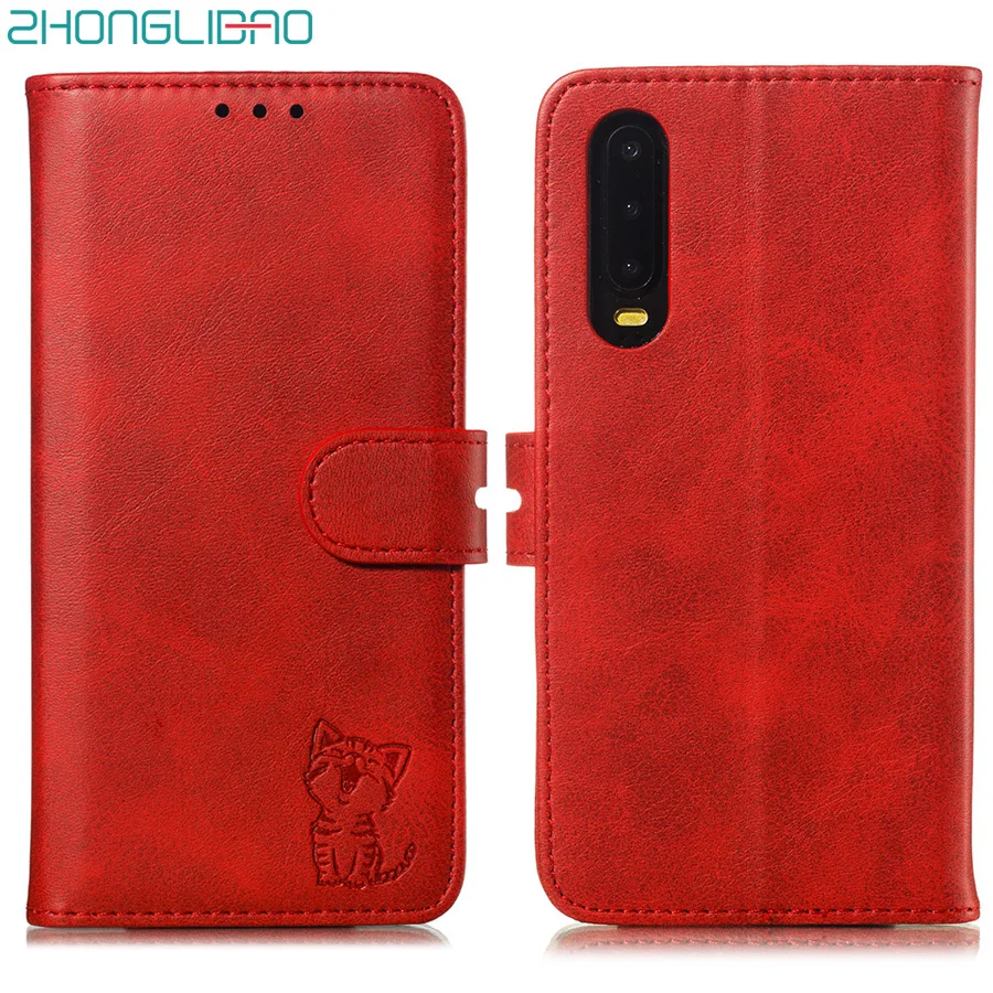 Кожаный чехол-книжка с милым 3d-котом для Huawei Honor 20 P30 P20 Mate 30 Pro Lite Nova 5 Y7 PRIME 2018 Y9 Y6 Y5 2019