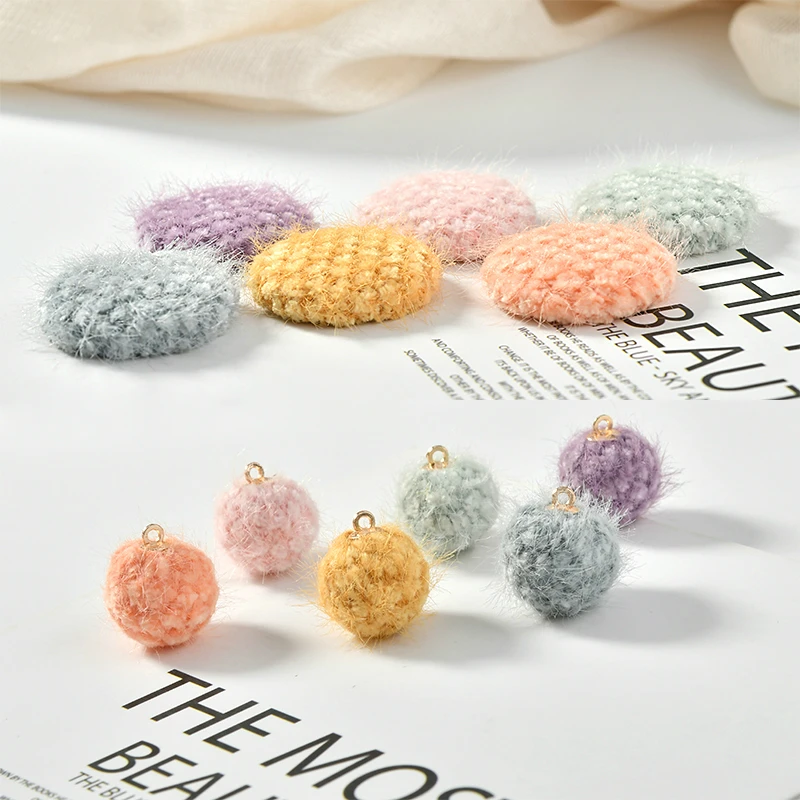 Осень и зима Ананасовый Узор норка как плед мяч плоский низ Кнопка DIY серьги