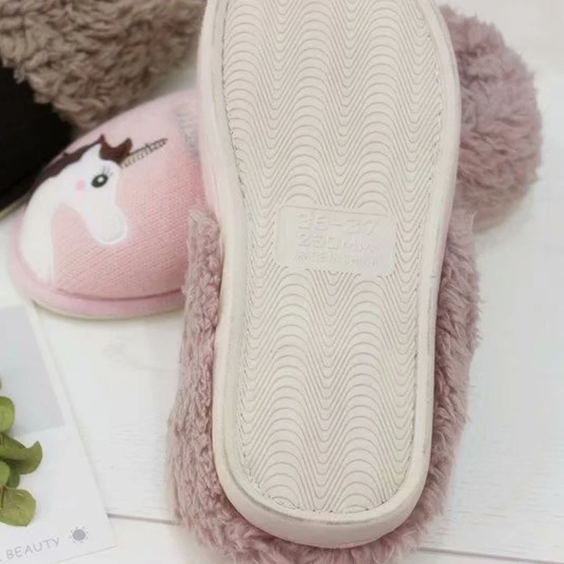 Cute cartoon knitted cotton Plush women's home slippers indoor antiskid couple bag and home cotton shoes man