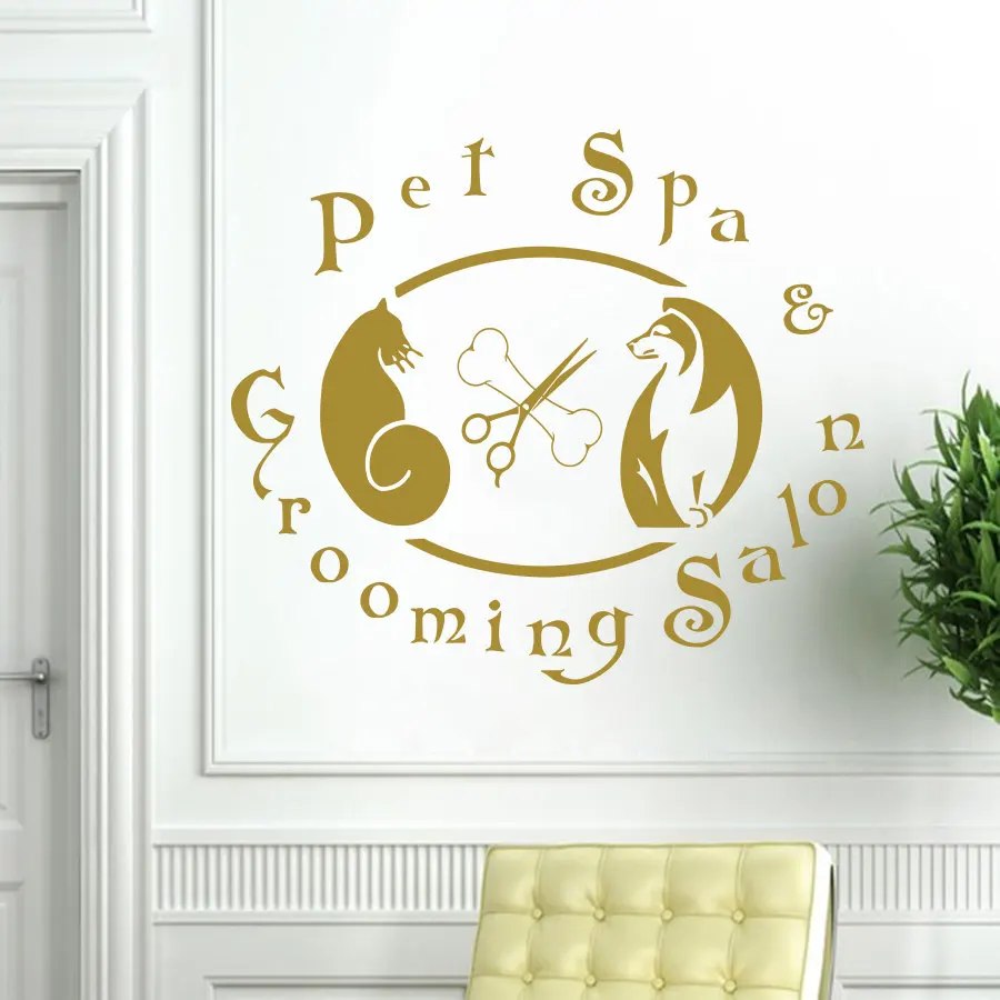 

Grooming Salon Wall Decal Pet Spa Veterinary Services Medicine Clinic Pets Shop Cat Dog Interior Decor Vinyl Window Sticker Q601