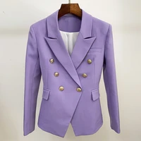 high quality newest 2021 designer blazer womens classic lion buttons double breasted slim fit blazer jacket lavender