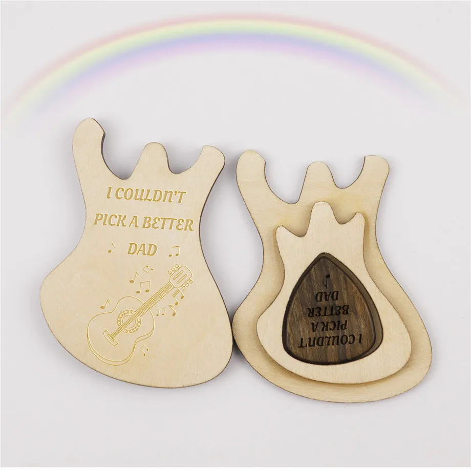Wooden Electric Guitar Picks Gift Box guitarist plectrum box wedding music pickups paddles customized engraved dropship EG0029 | Спорт и