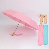 womens automatic windproof umbrella cute three folding protection waterproof portable travel umbrella duck head rain parasol