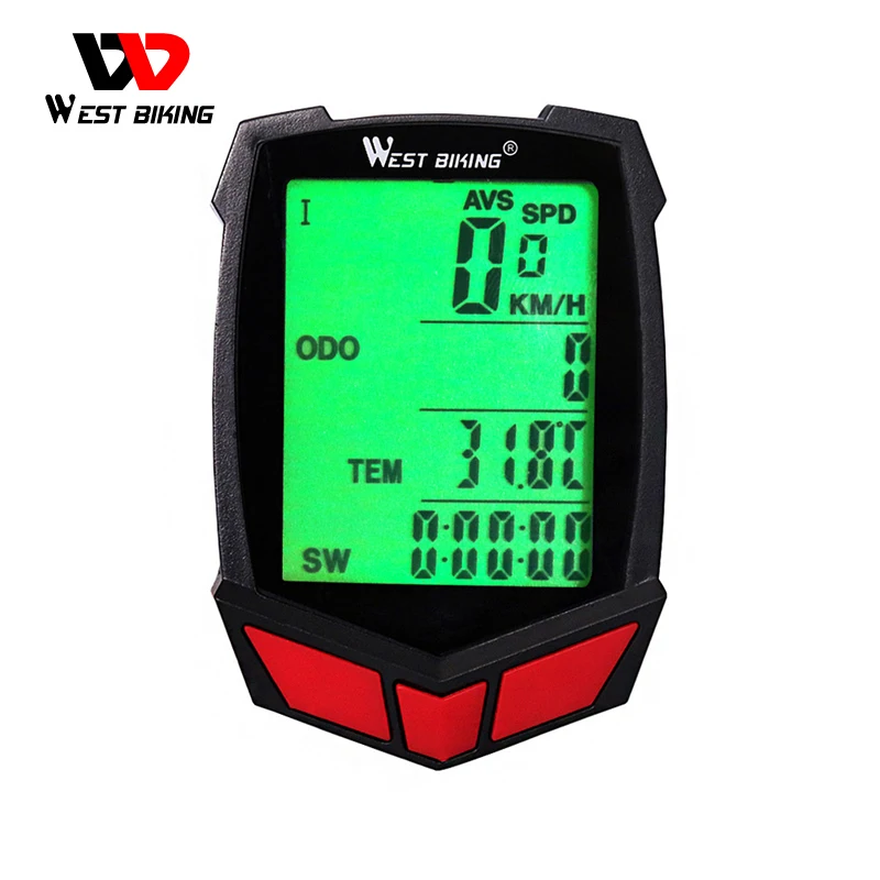 

WEST BIKING Bike Computer Waterproof 20 Functions Speedometer Odometer Cycling Luminous LED Wired/ Wireless MTB Bike Stopwatch