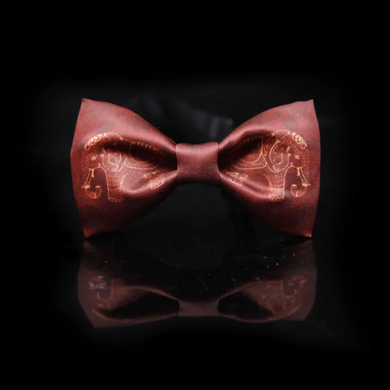 

High Quality 2020 New Arrivals Bow Ties for Men Elephant print Crimson Print Bowtie Men Women Wedding Bow Tie Chinese Style