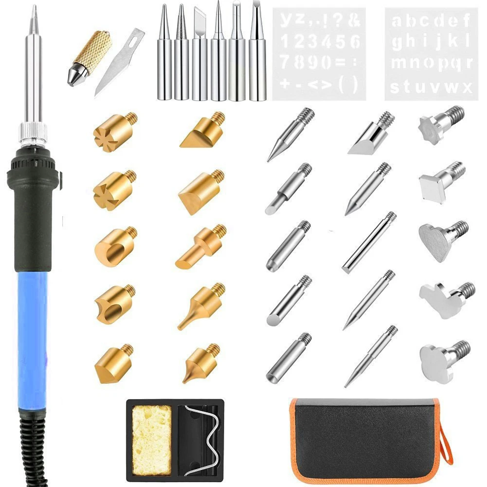 Пирографическая ручка для сжигания дерева 37 шт. набор инструментов паяльник