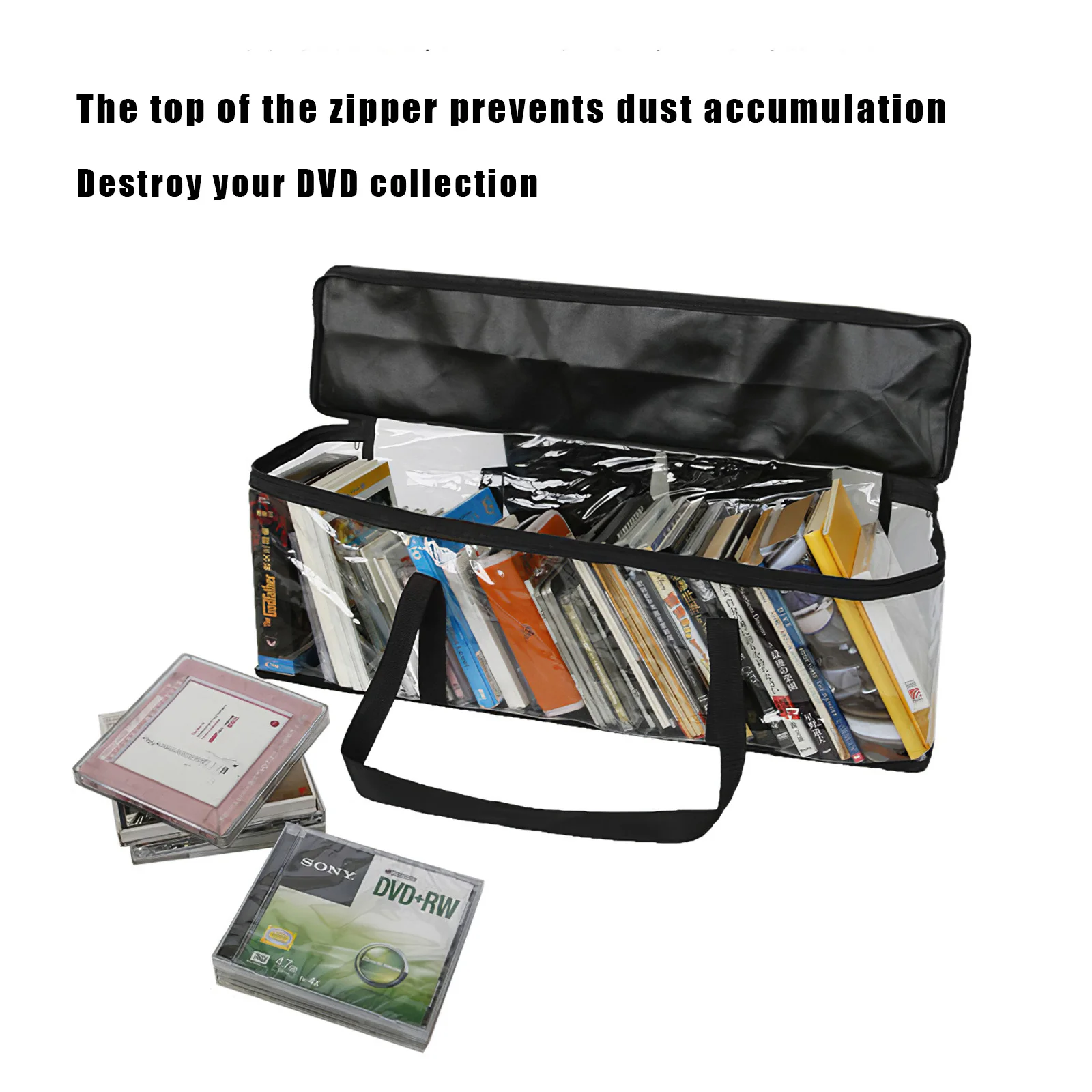 

Large Books CD Storage Bags Zipper Lock Pocket Transparent Portable Ziplock Handbags Toys Organizers Big Zip Pouch Organization