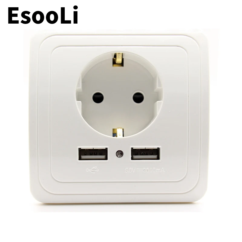 EsooLi серый умный дом двойной USB порт настенное зарядное устройство адаптер для