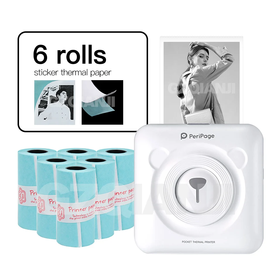 WH-Sticker-6Roll Мини POS Портативный Карманный Принтер Мобильный Тепловой Bluetooth 58 мм Мини Беспроводной POS Тепловой Фотопринтер для Android iOS Телефон - Цвет: WH-Sticker-6Roll