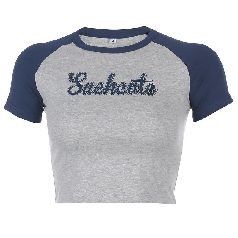 

Summer Fashion Women's Sexy Crop Top Printing Tight-fitting Short-sleeved T-shirt Vest Nightclub Streetwear En*