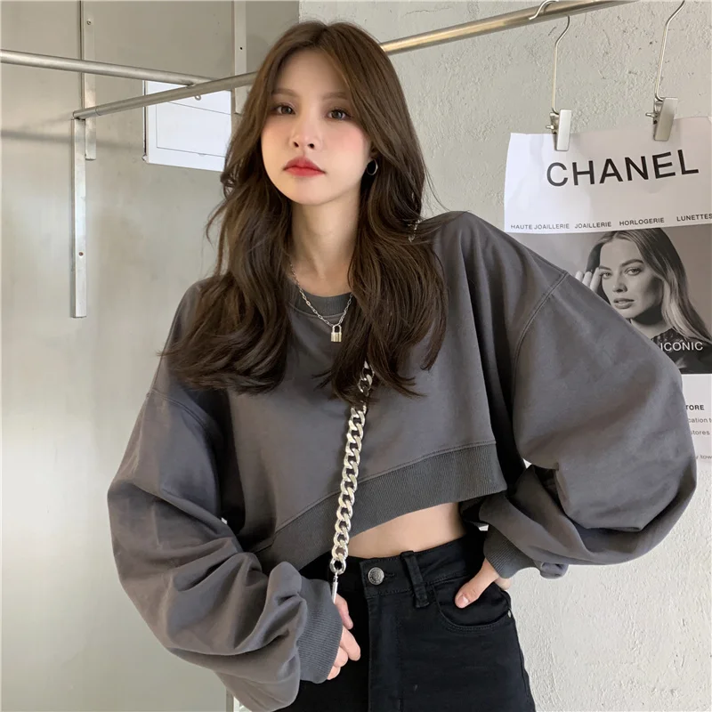 

Новинка Осень-зима 2021, тонкие свободные толстовки с круглым вырезом