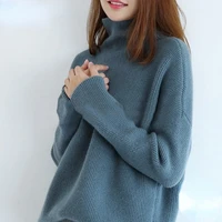 2021 autumn and winter cashmere sweater womens turtleneck short loose lazy large size knitted thickened base sweater