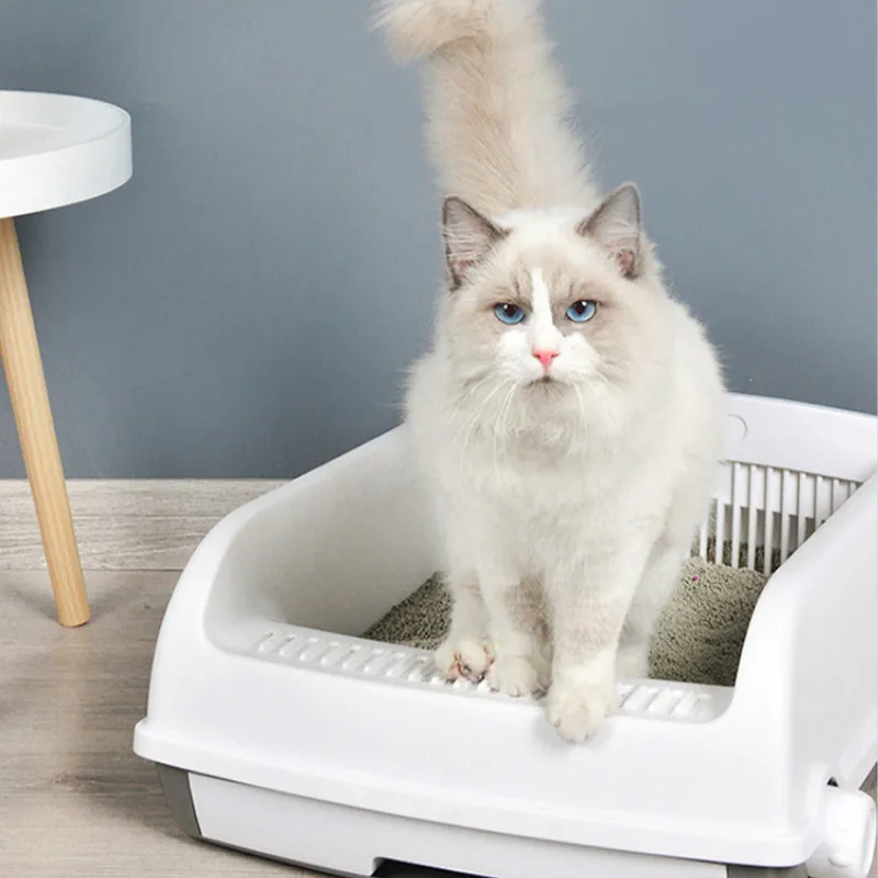 

Luxury Top Entry Cat Litter Box Enclosed Home Garden Cat Litter Box Scoop Semi-automatic Arenero Gato Toilet for Cat OO50MS