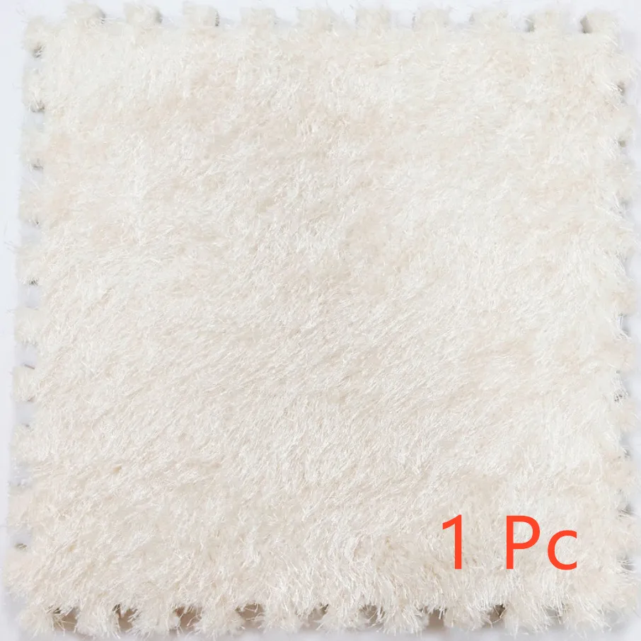 White 30x30 см EVA пена DIY коврик-пазл ворсинки с длинными волосами лохматый ковер коврик-пазл плюшевый теплый мягкий коврик для игр для детей - Цвет: White