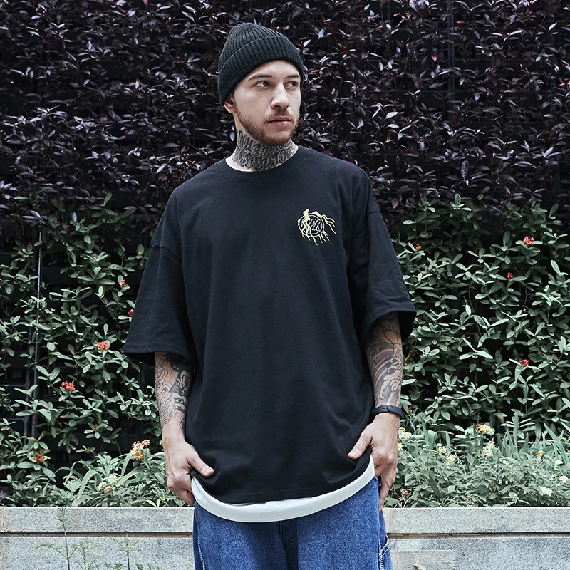 Histrex вышивка китайский дракон для мужчин футболка одежда с круглым вырезом в