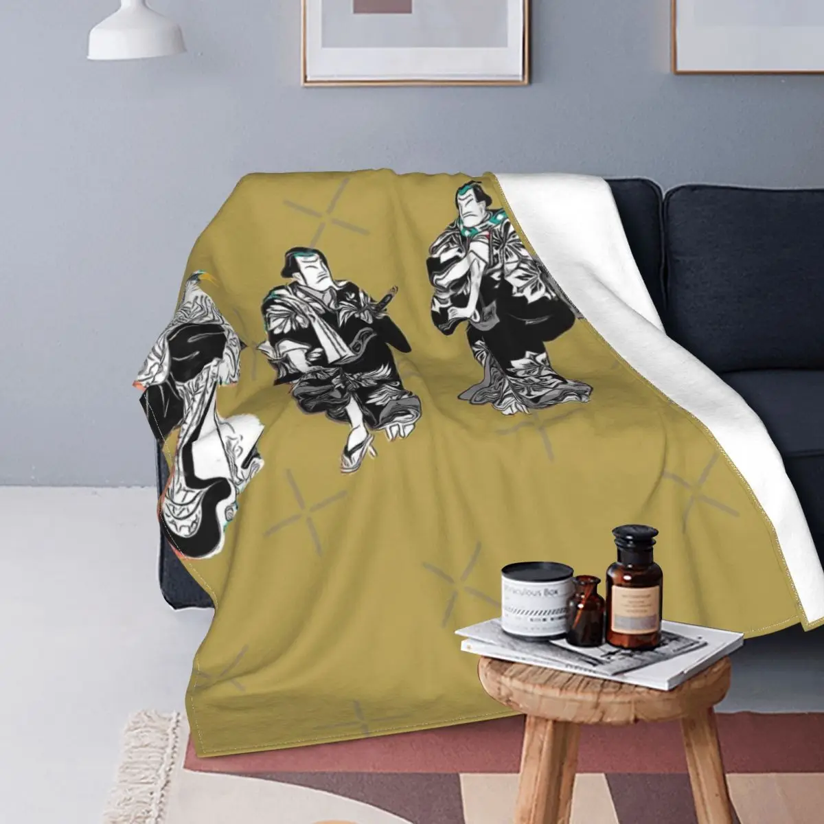 

Manta de vida japonesa, colcha para cama quadros, manta de p/ cnic, textil de lujo para el доме