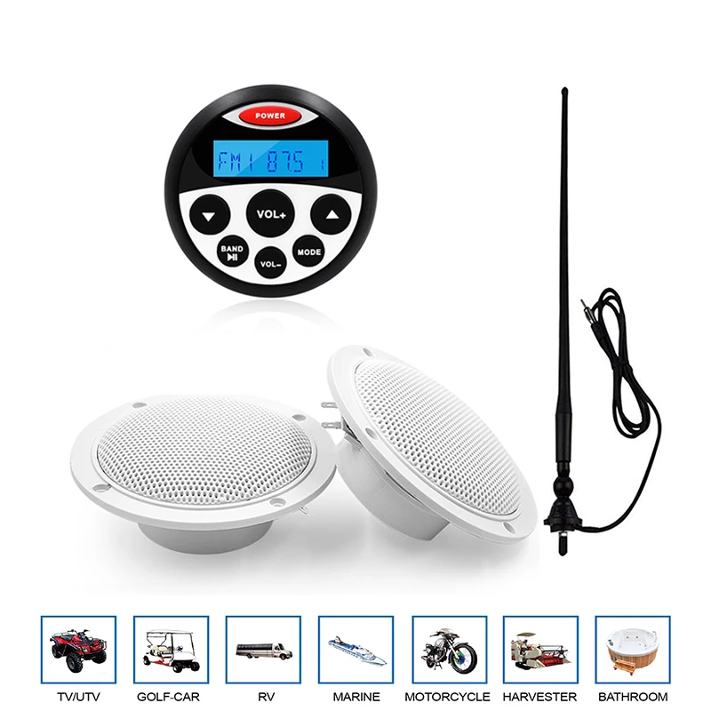 $66.10 Waterproof Marine Audio Bluetooth Stereo FM AM Receiver MP3 Player+4