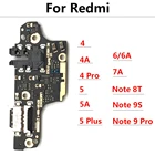 Плата зарядного порта USB с гибким кабелем, запасные части для Xiaomi Redmi 4A 6 6A 7A 4 5 Plus Note 9 8T 9S Pro, микрофон
