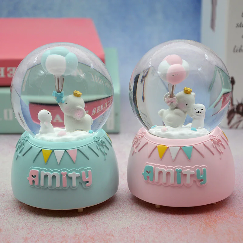 Strongwell Amusement Park Balloon Elephant Snow Globe Crystal Ball Christmas Music Box Christmas Decoration Home Birthday Gift