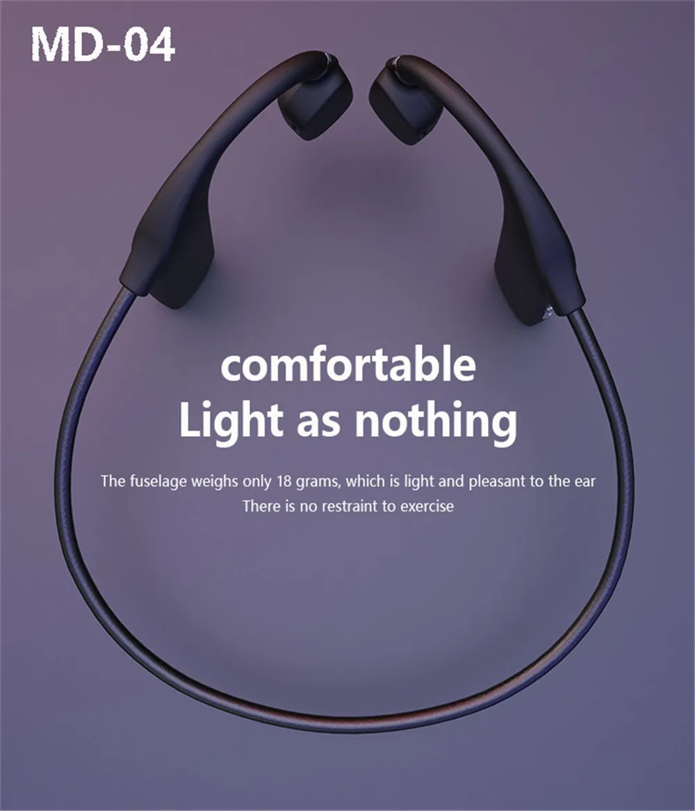 MD04 TWS Wireless Bluetooth 5.0 Bone Conduction Earphone Not In-Ear Earbuds Sports Headphone Elegant Design With Mic For Running |