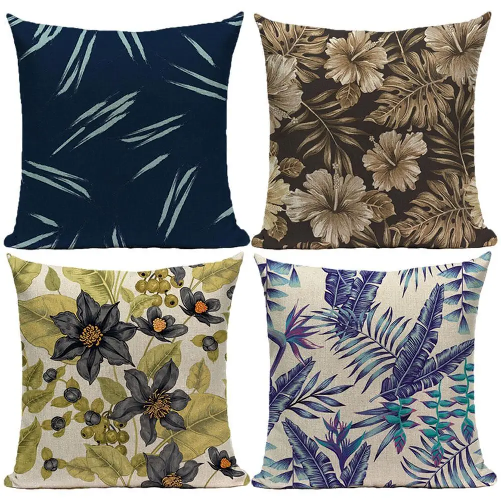 

Pillow Case Flower Pillowcase Vintage Floral Decorative 45*45 Cm For Bedroom Pink Black Fur Linen Cushion Cover For Home Sofa