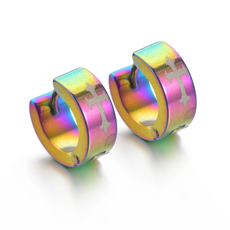 Панк стиль многоцветный круг креольские серьги нержавеющая сталь большой