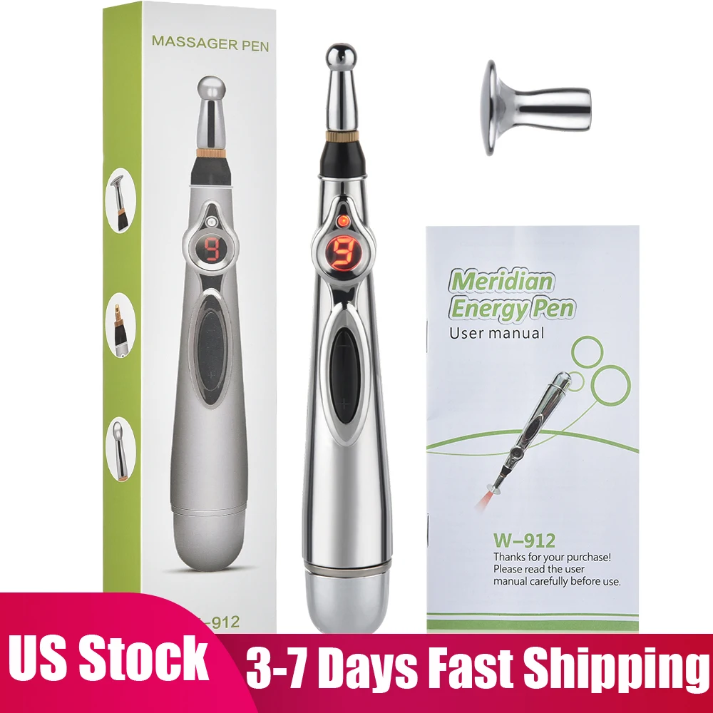 

US Stock Electric Acupuncture Pen Electric Meridians Laser Therapy Heal Massage Pen Meridian Energy Pen Relief Pain Tools