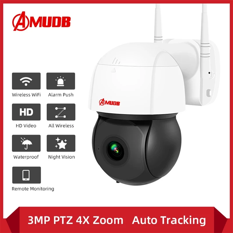 AMUDB 3MP PTZ Wifi IP камера наружная 4X цифровой зум AI человеческое Обнаружение