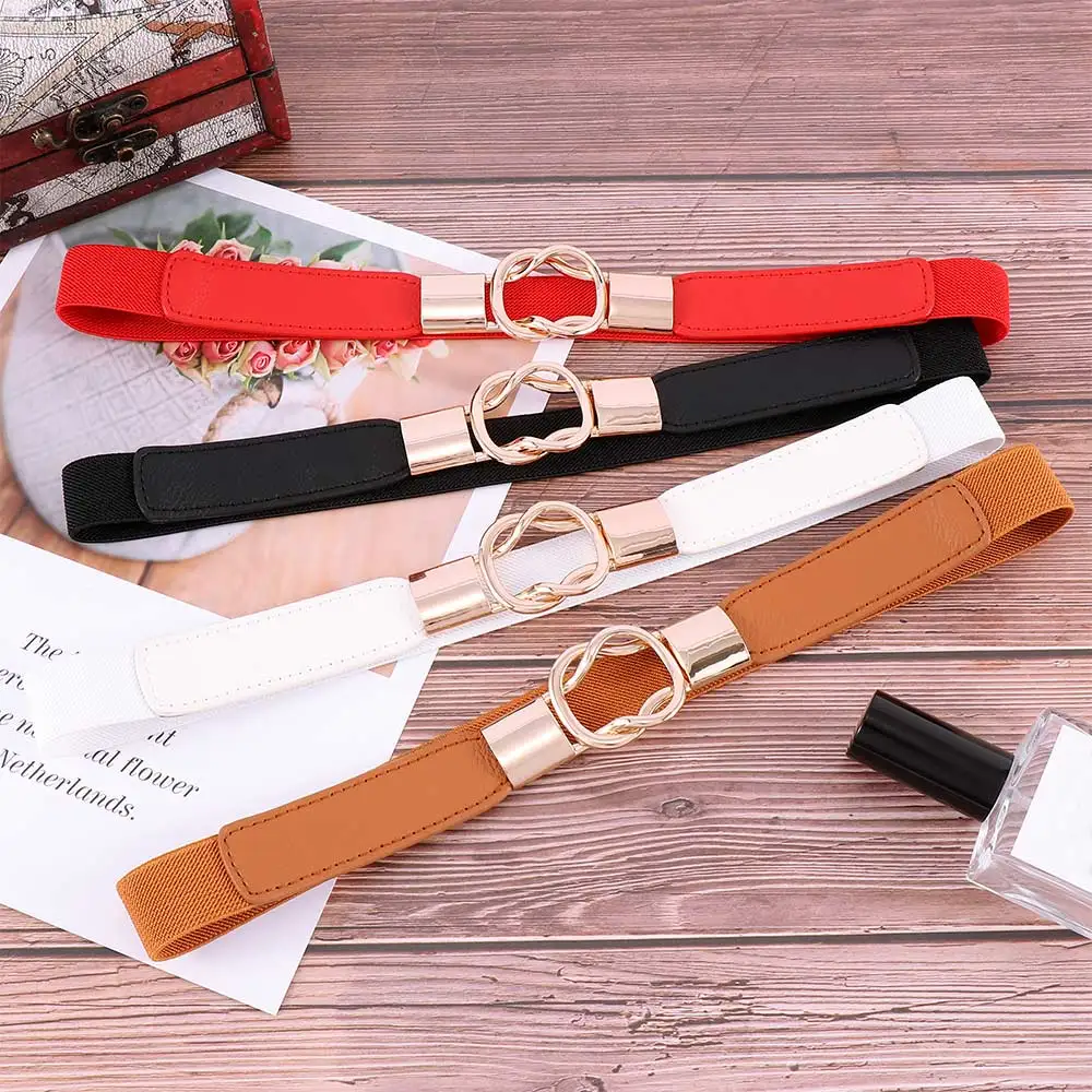 Модный женский Повседневный эластичный пояс классический Золотая круглая