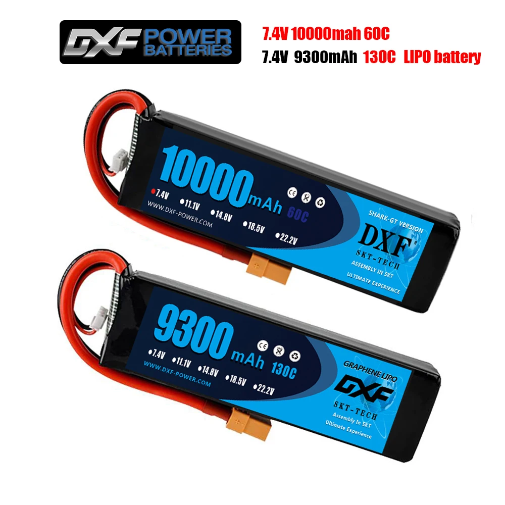 

2PCS DXF 2S Lipo Battery 7.4V 10000mah 60C 120C/2S 7.4V 9300mah 1300C for rc Car drone FPV Walkera QR X350 PRO Quadcopter