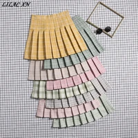 lilac xn harajuku plaid high waisted mini pleated skirts women girls fashion pink preppy style sweet short y2k skirt clothing