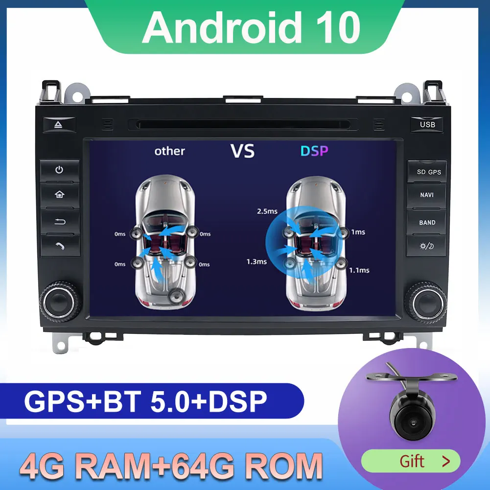 DSP для Mercedes Benz Sprinter B200 Vito Viano W209 W169 B-class W245 B170 W639 2 din Android 10 0 автомобильный DVD GPS 4G 64G |