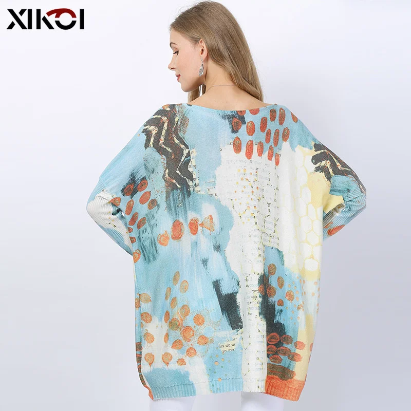 

Vefadisa White Tie Dye Print Women Sweater 2021 Autumn Newest Fashion Print Female Knitted Plus Size Pullover Knitted QYF6004