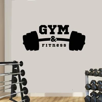 gym logo barbell muscles bodybuilder wall sticker vinyl home decoration gym club fitness decals removable self adhesive mura