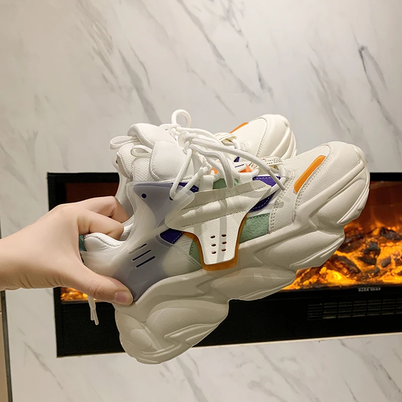 

Women Sneakers New Spring Thick Sole Casual Shoes Breathable Mesh Walking Summer Chunky Shoes Woman Zapatos Mujer