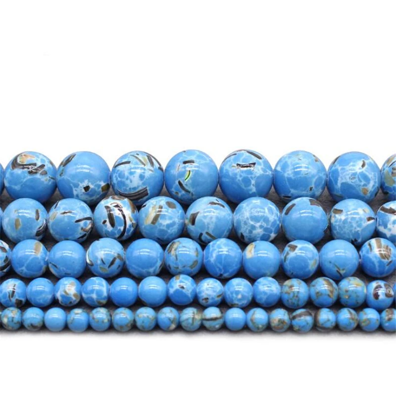 

Free Shipping New Smooth Natural Stone Blue Turquoises Round Loose Beads 15" Strand 4 6 8 10 12 MM Pick Size For Jewelry Making