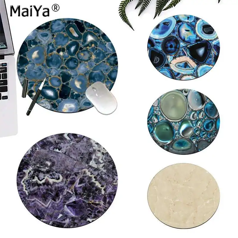 

MaiYa Funny Inkblot marble Crystal Gemstone Computer Gaming round Mousemats Anti-Slip Laptop PC Mice Pad Mat gaming Mousepad